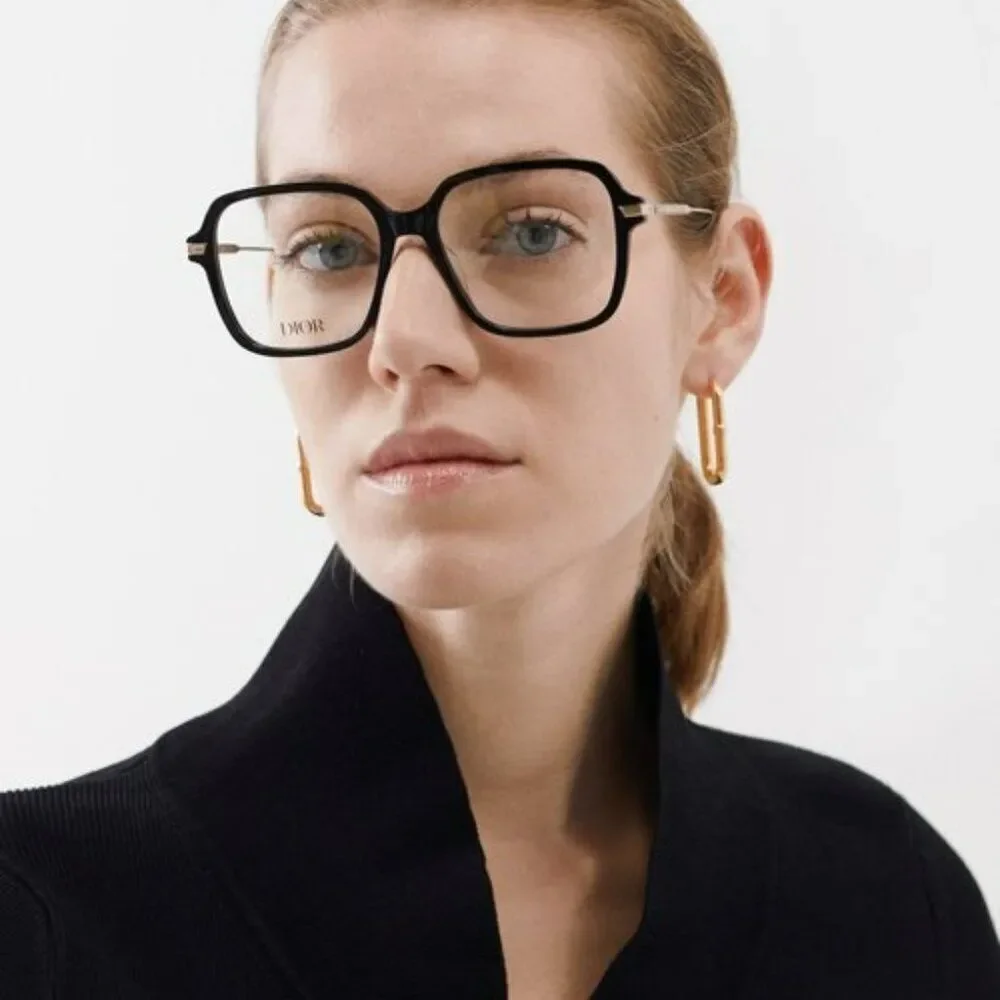 NEW Dior GEMDIORO S5I CD50056I 001 1200 Shiny Black Women Square Eyeglasses